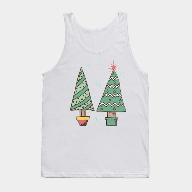 Retro Christmas Trees Tank Top by SWON Design